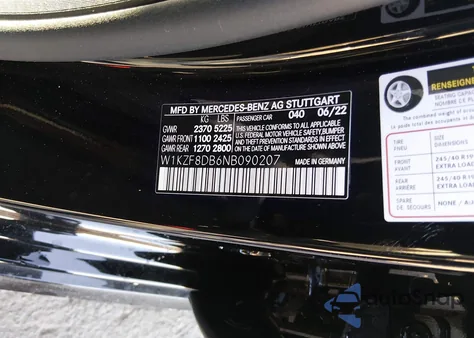 2022 Mercedes-Benz E 350 из США, поврежденный, VIN W1KZF8DB6NB090207